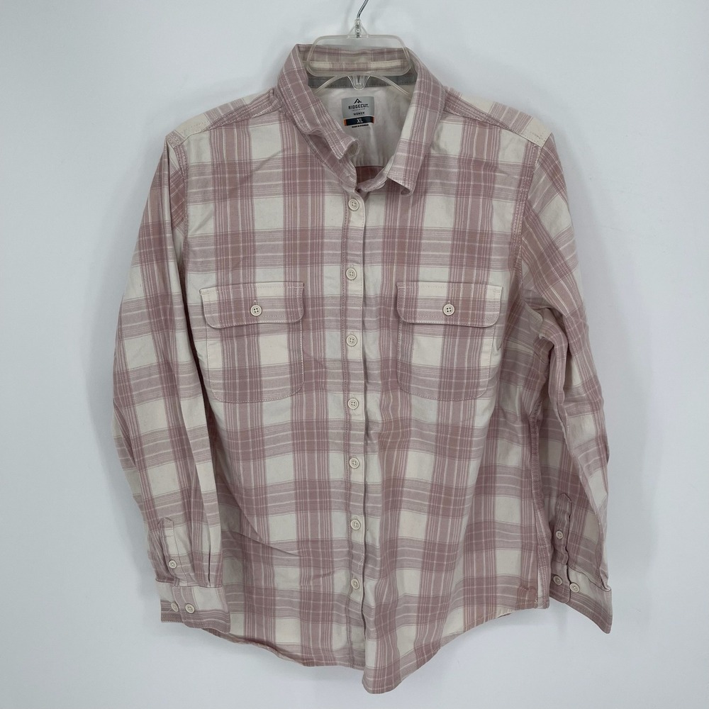 Ridgecut‎ Women's Pink Plaid Button Down Flannel Shirt Size XL